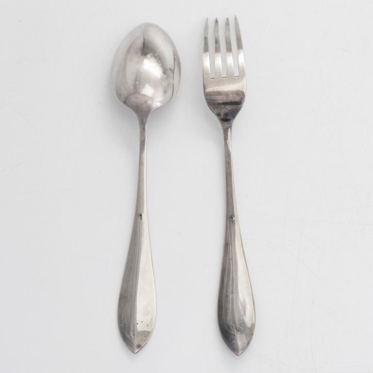 A pair of Polish silver serving cutlery, Warsaw, 1931-63.