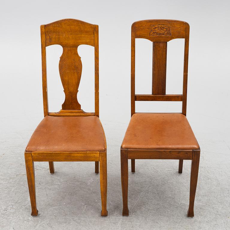 Eleven chairs in various models, Art Nouveau, around the year 1900.