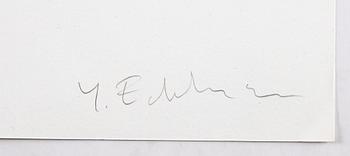 Yrjö Edelmann, lithograph in colours, signed HC.