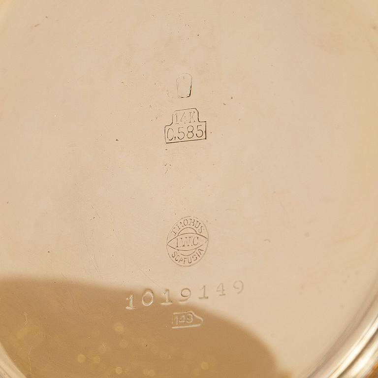International Watch Co. (IWC), pocket watch, 50 mm, 14K gold, lever escapement.