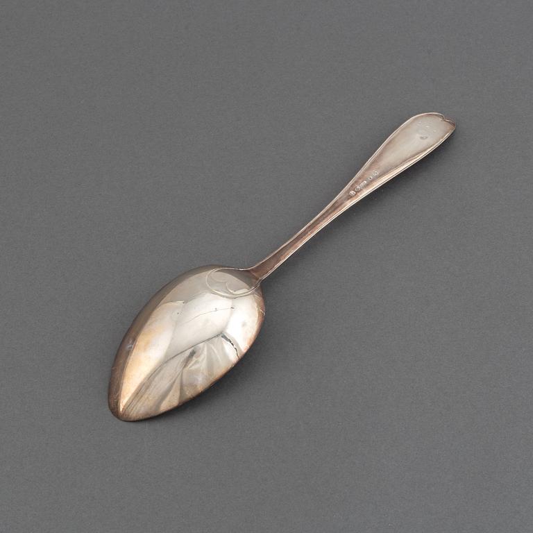 A swedish serving spoon and laddle, including mark of Claude St Claire Donneaud, Karlskrona (1812-27).