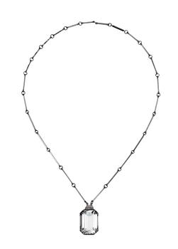A Wiwen Nilsson sterling rock crystal pendant and chain, Lund 1943.
