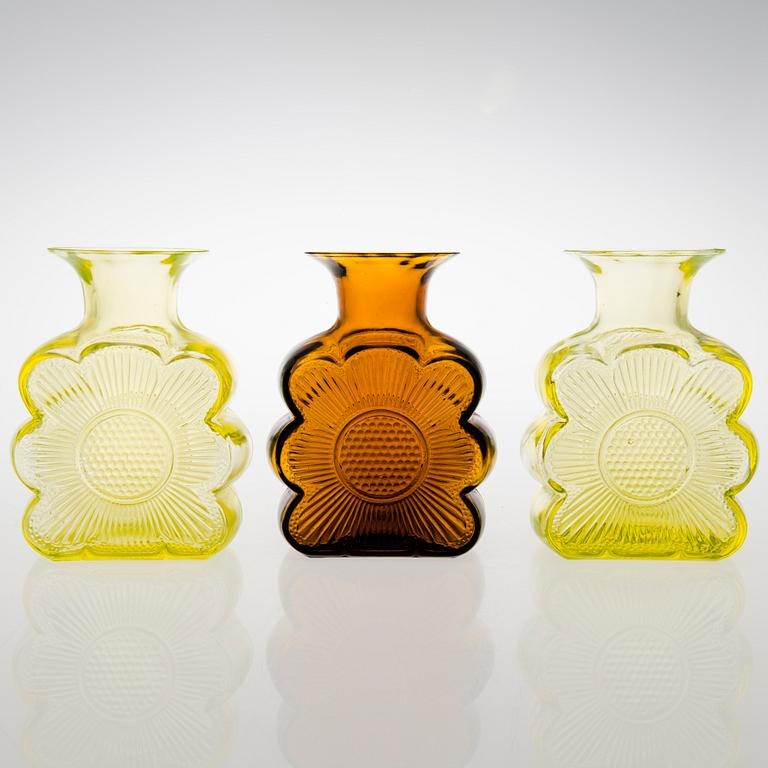 TAMARA ALADIN, VASER, 3 st, glas, "Amuletti", 1731, Riihimäen Lasi, 1971-1975.
