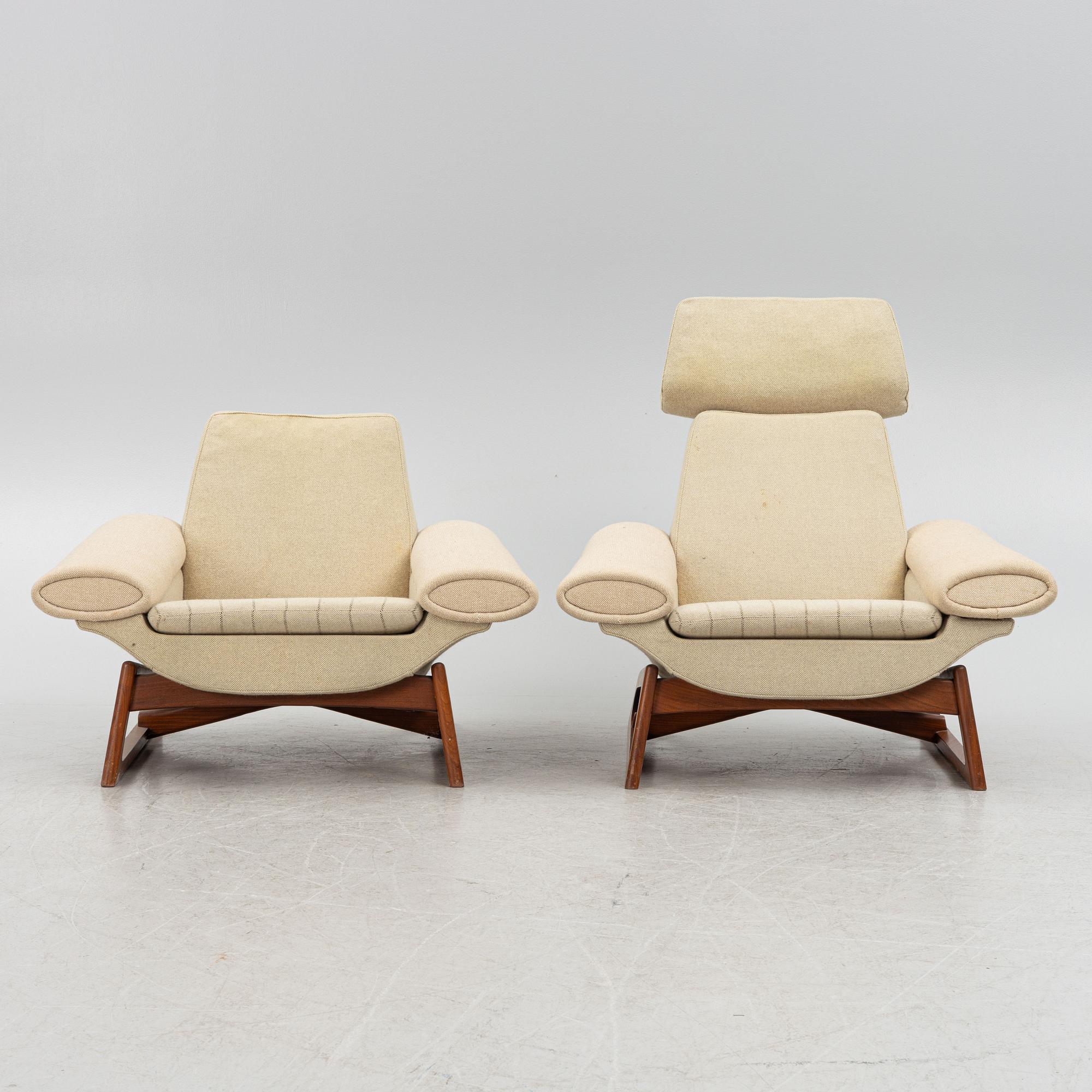 Scandinavian Modern, two armchairs, 1950s-60s.