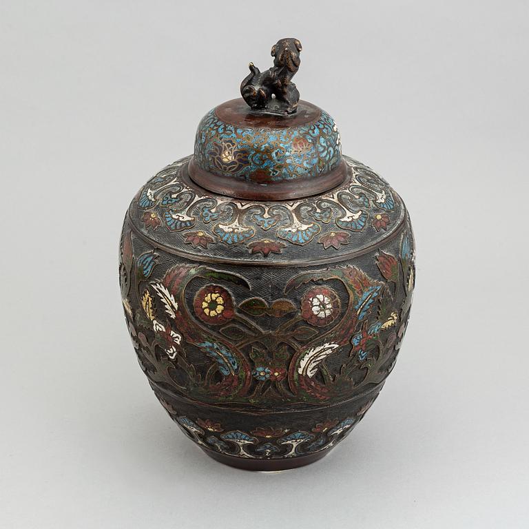 A Chinese bronze and enamelled vase, 20th century.