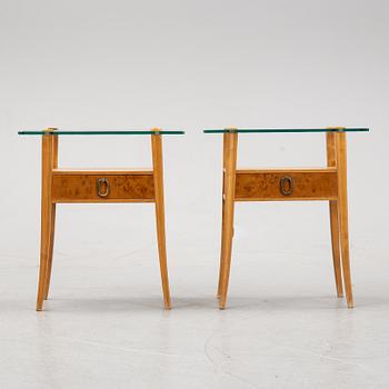 A pair of birch tree bed side tables from Bodafors, mid 20th century.