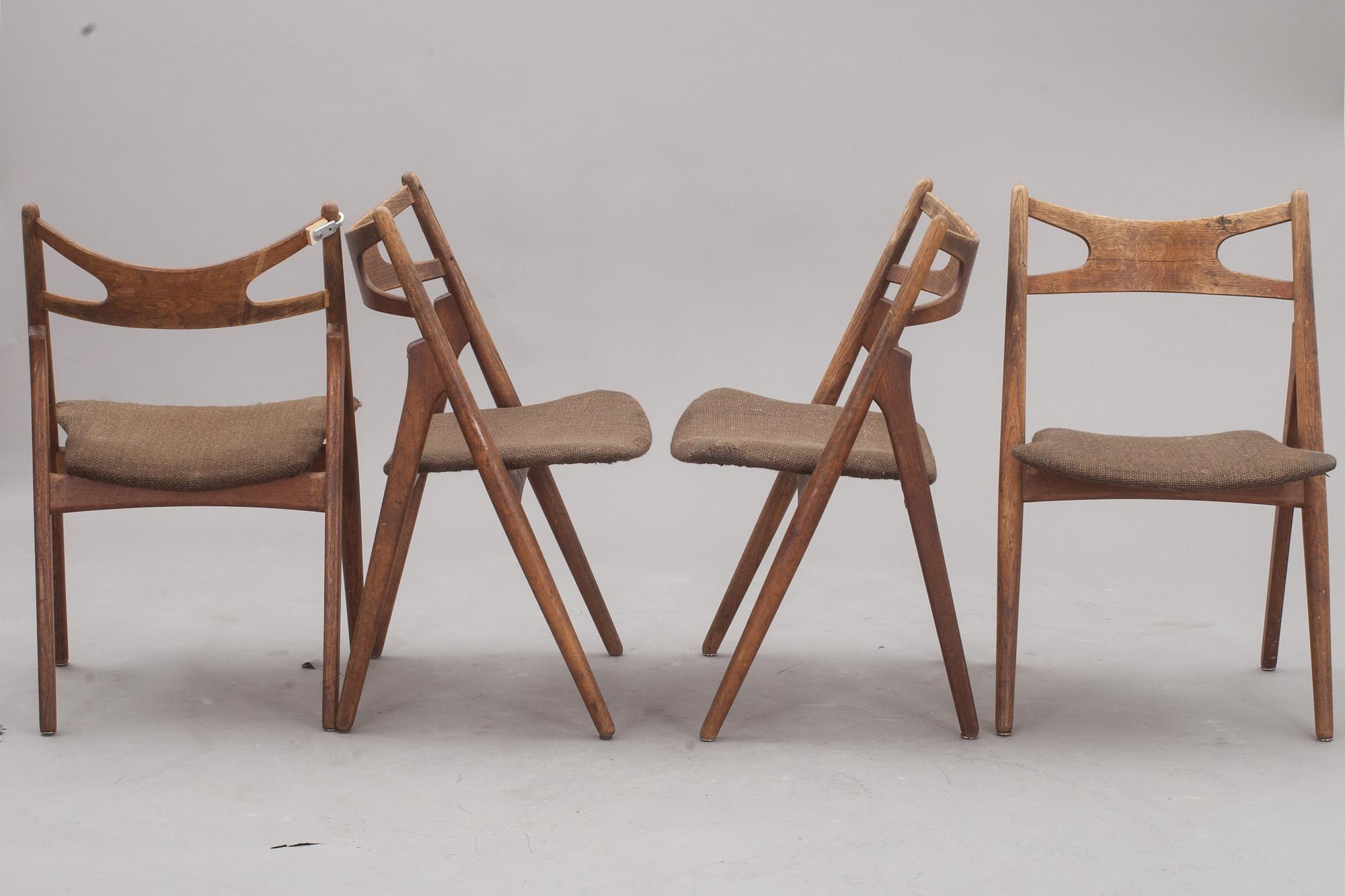 STOLAR, 4 st, "CH29"/"Savbukkestolen", Hans J Wegner.
