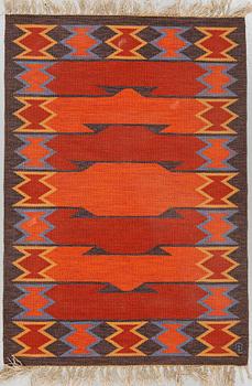 MATTO, flat weave, ca 199 x 137 cm, a signature, Sweden around the 1950's-60's.