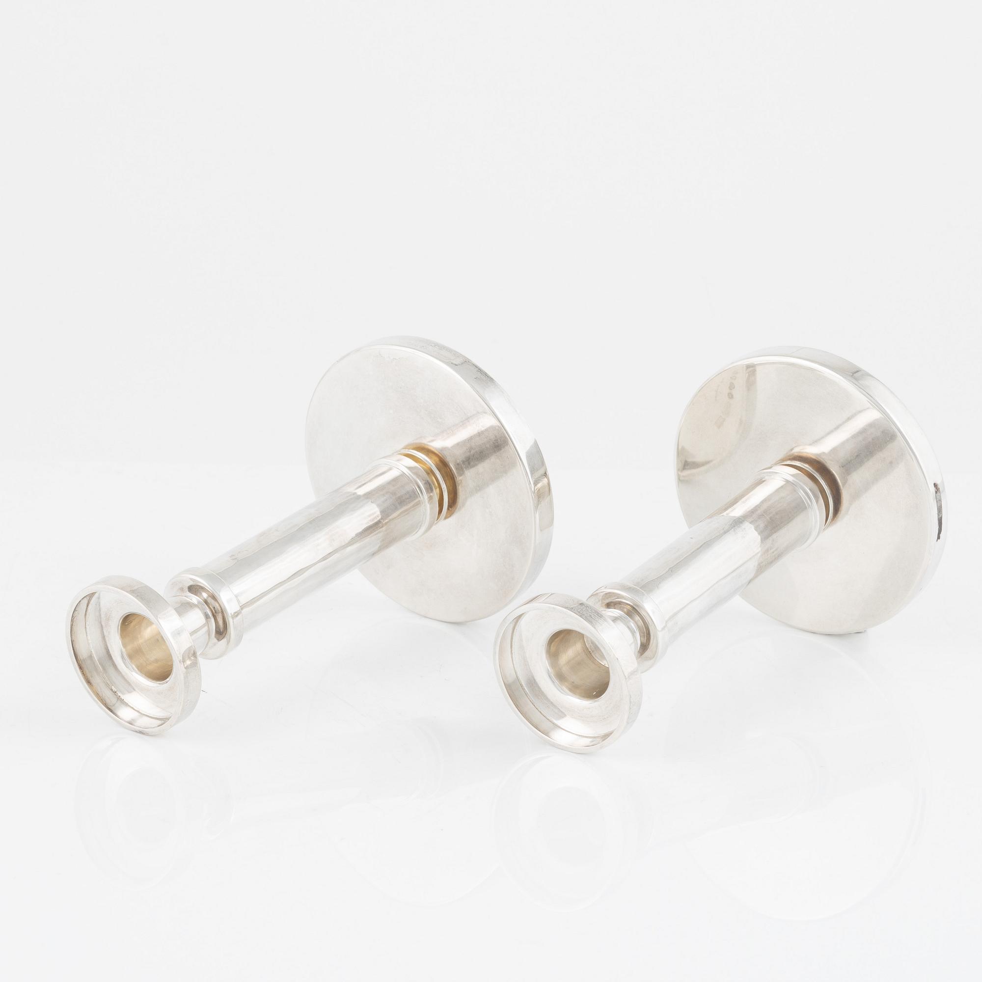 Rolf Carlman, ljusstakar, ett par, silver, CF Carlman, Stockholm 1985.