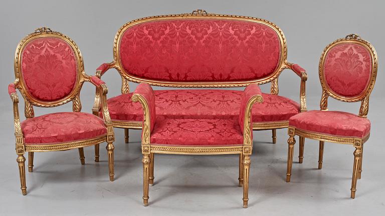 SALONGSMÖBEL, 10 delar, Louis XVI-stil, 1900-tal.