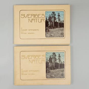 BOK, 2 exemplar, "Sveriges natur" av August Strindberg och Arthur Sjögren, Stockholm 1901.