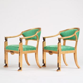 A pair of late Gustavian armchairs, Stockholm, around 1800.