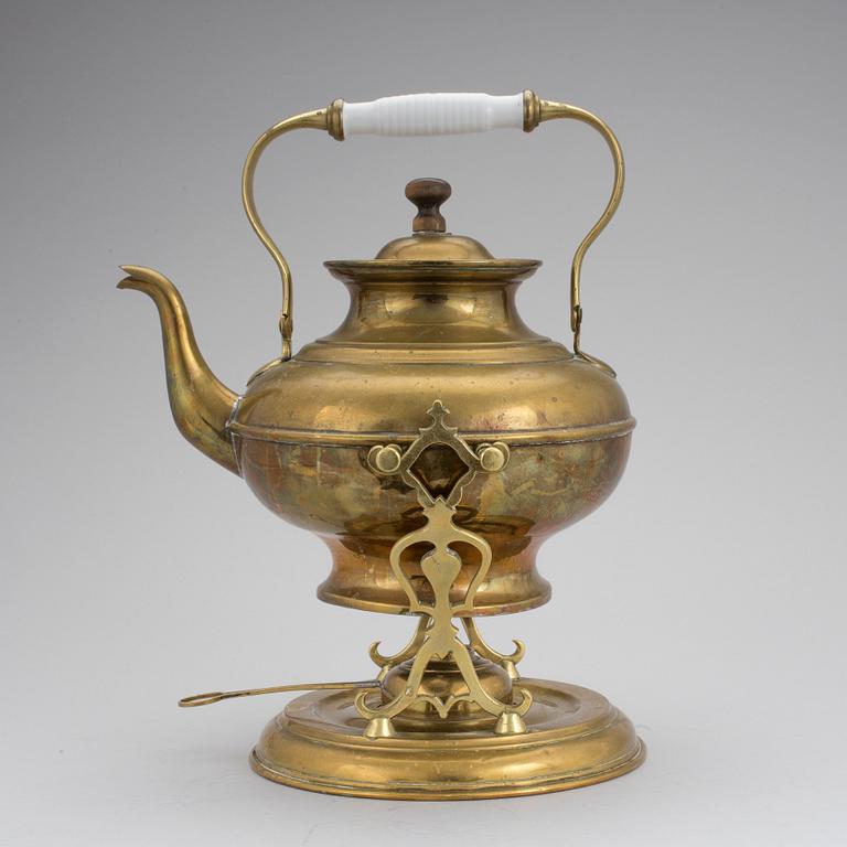 A brass samovar, late 19th century.