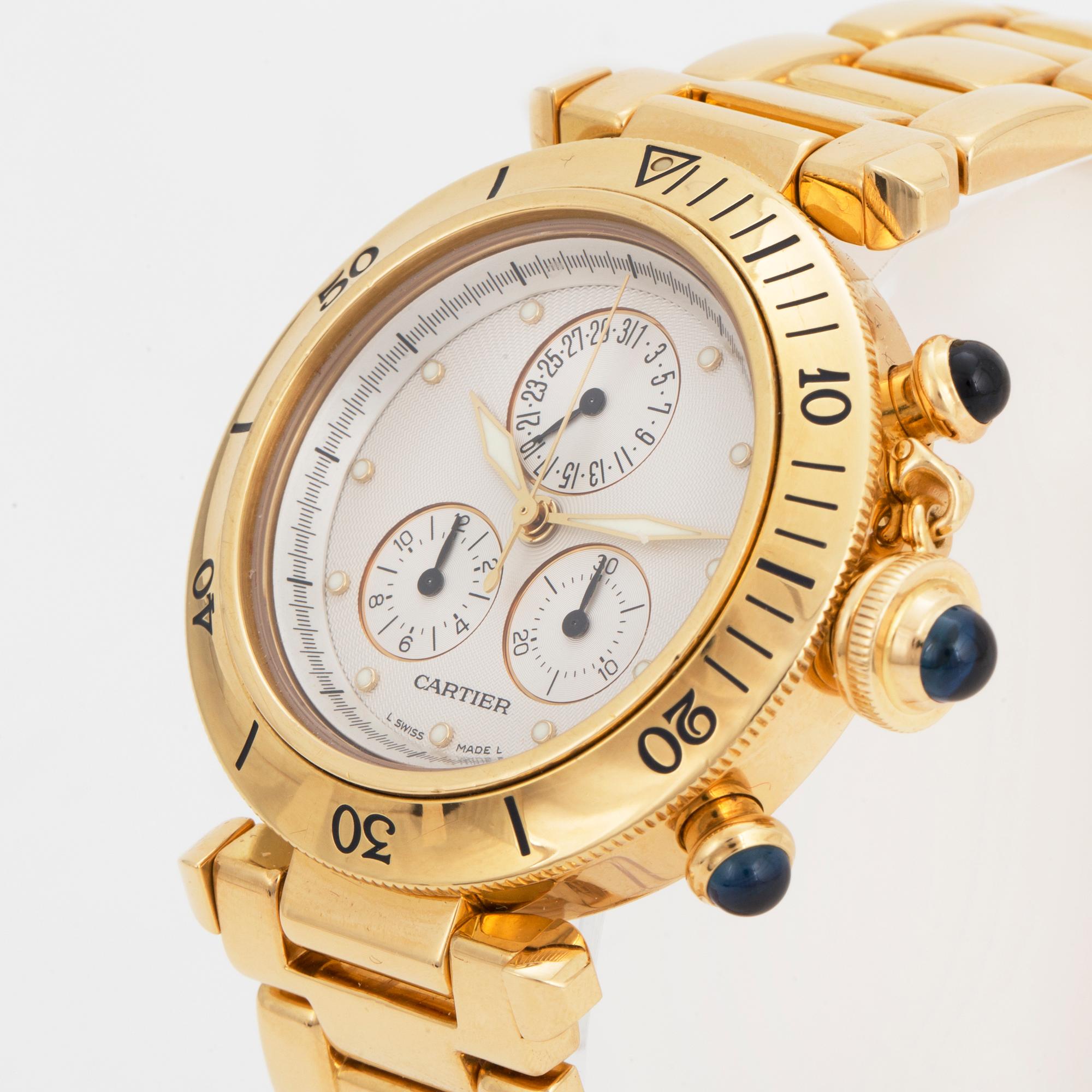 CARTIER, Pasha 35, armbandsur, kronograf, 35,5 mm.