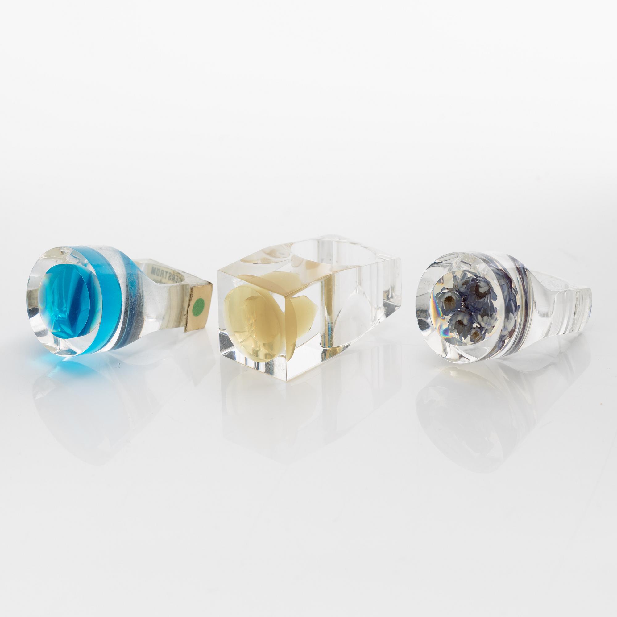 Siv Lagerström, three rings, acrylic plastic, 1970s.