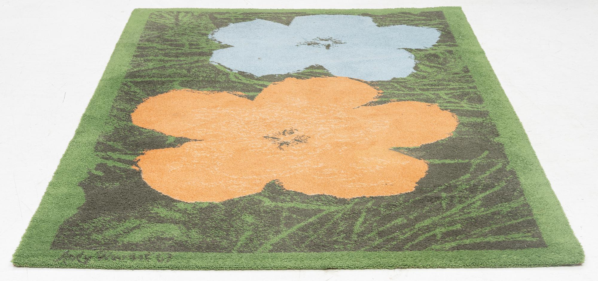 Andy Warhol, after. A 'Flowers' carpet, Denmark, EGE Axminster A/S, c. 202 x 140 cm.