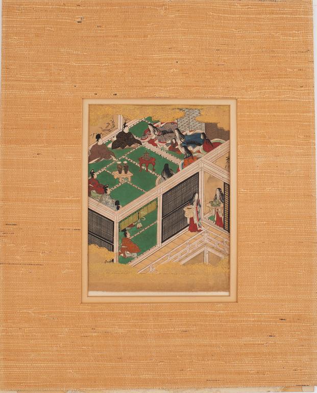 Oidentifierad konstnär, illustration ur 源氏物語?, Genji monogatari, Tosa-skolan, Edo (1603-1868).