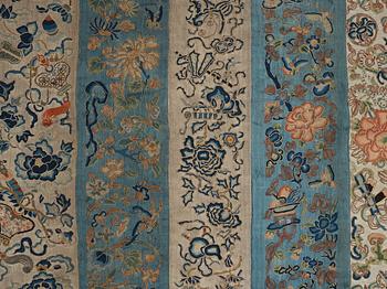 Two curtain tops in embroidered silk, China and Japan, circa 1900.