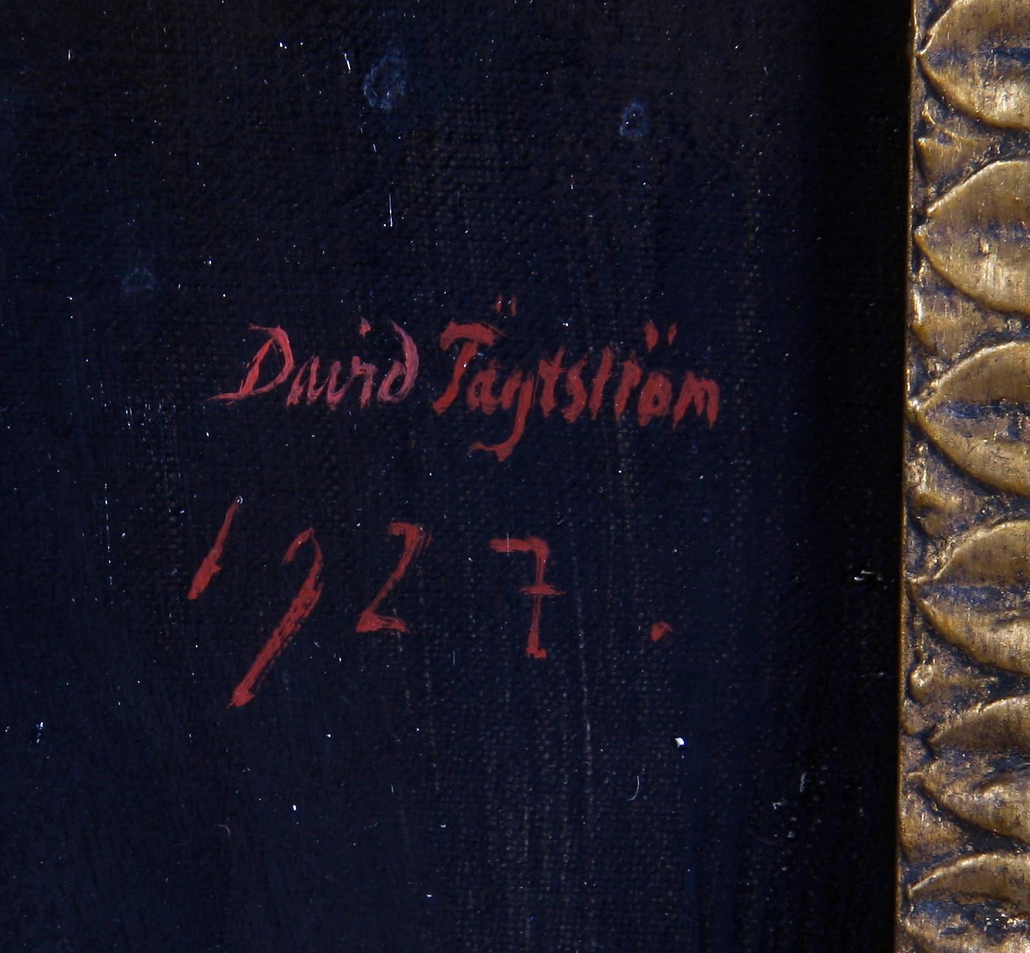 TÄGTSTRÖM, DAVID. Oljor, ett par på duk, sign o dat 1927.
