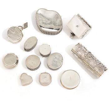 Boxes, 12 pcs, silver, including Birmingham year 2000.