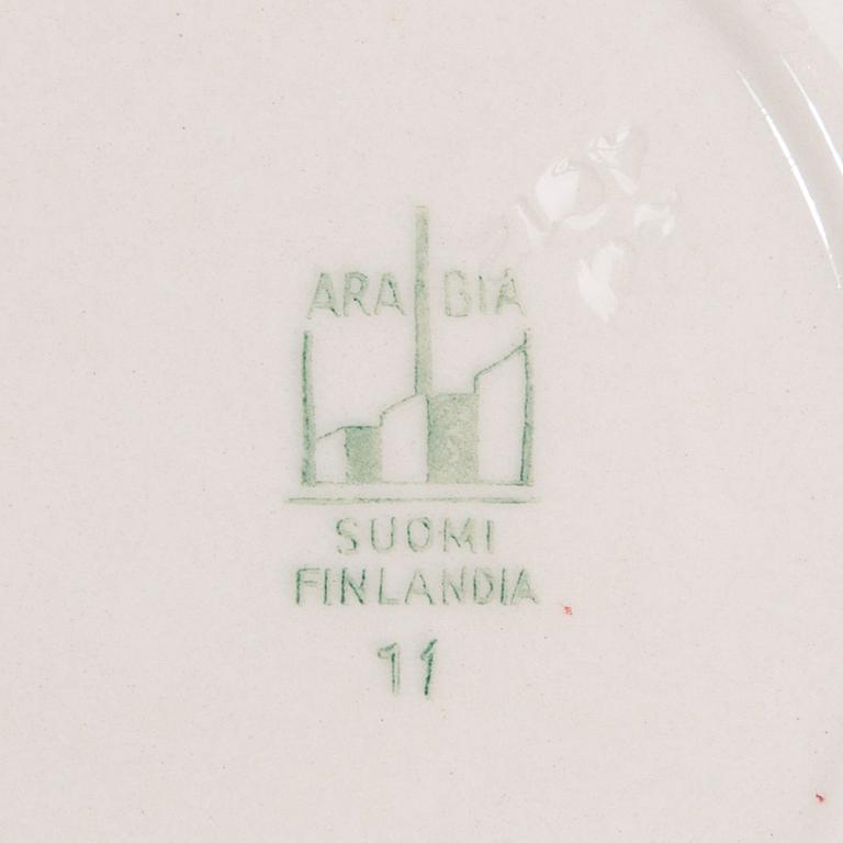 MATSERVIS, 65 delar, ferrafajans, "Maisema" (Landskap) Reinhard Richter, Arabia 1932-1949.