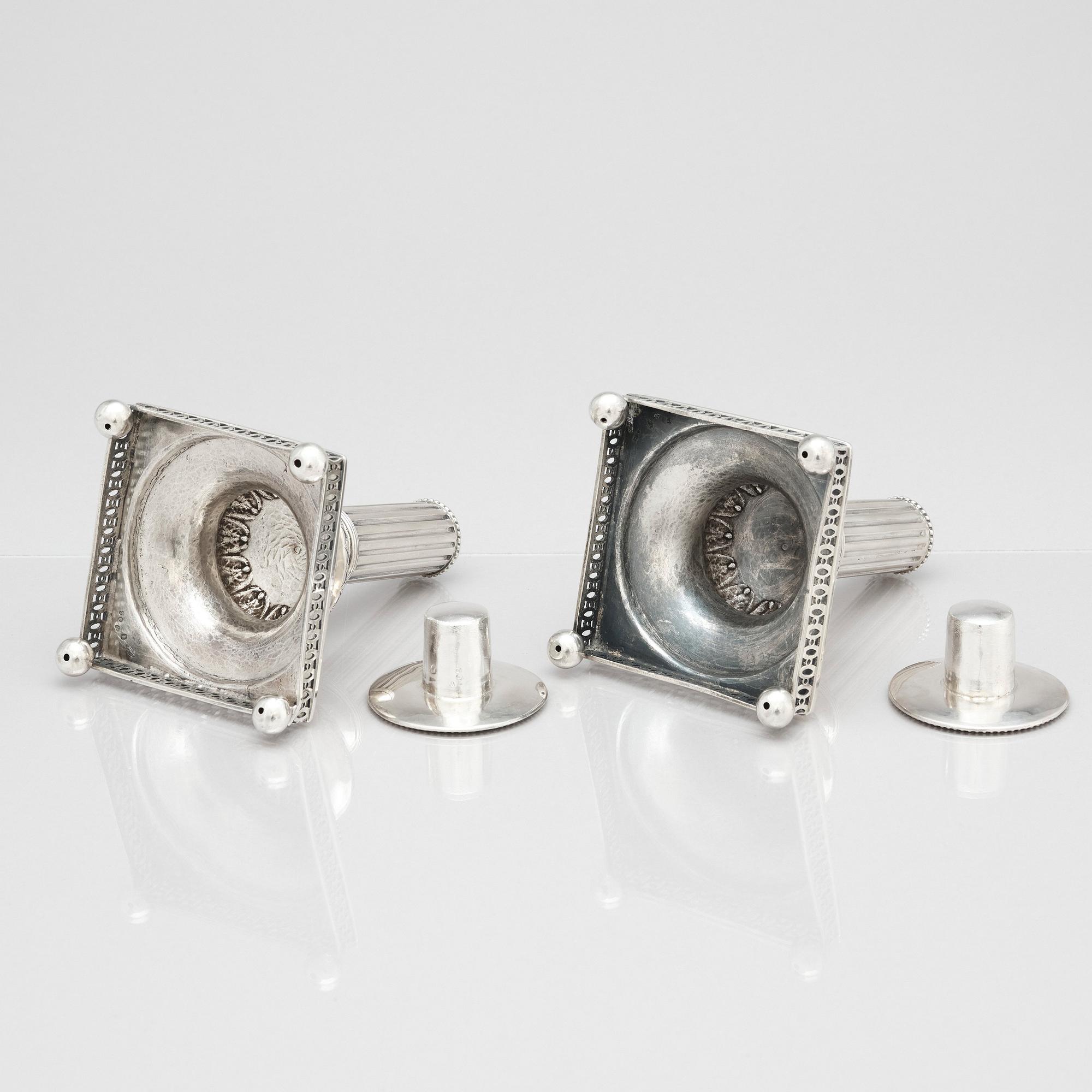 Mikael Nyberg, ljusstakar, ett par, silver, Stockholm 1796.