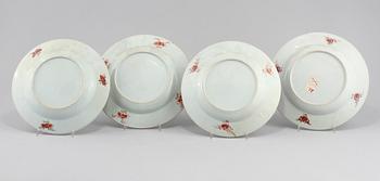 TALLRIKAR, 4 st, porslin, Kina, 1700-tal.