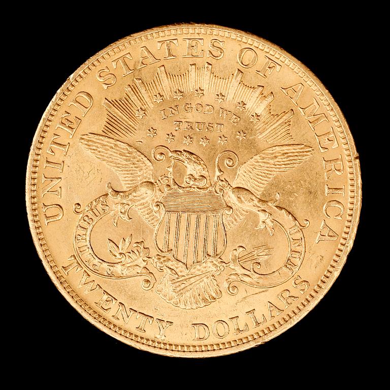 GULDMYNT, 20 dollars, USA, 1904. Vikt ca 33 g.