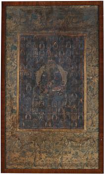 THANGKA, akvarell och tusch. Okänd konstnär, Tibet, 1800-tal.