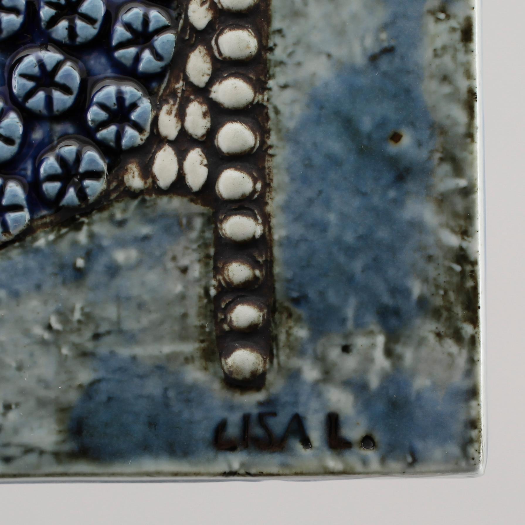 VÄGGPLATTA, stengods, Lisa Larson, Gustavsberg.