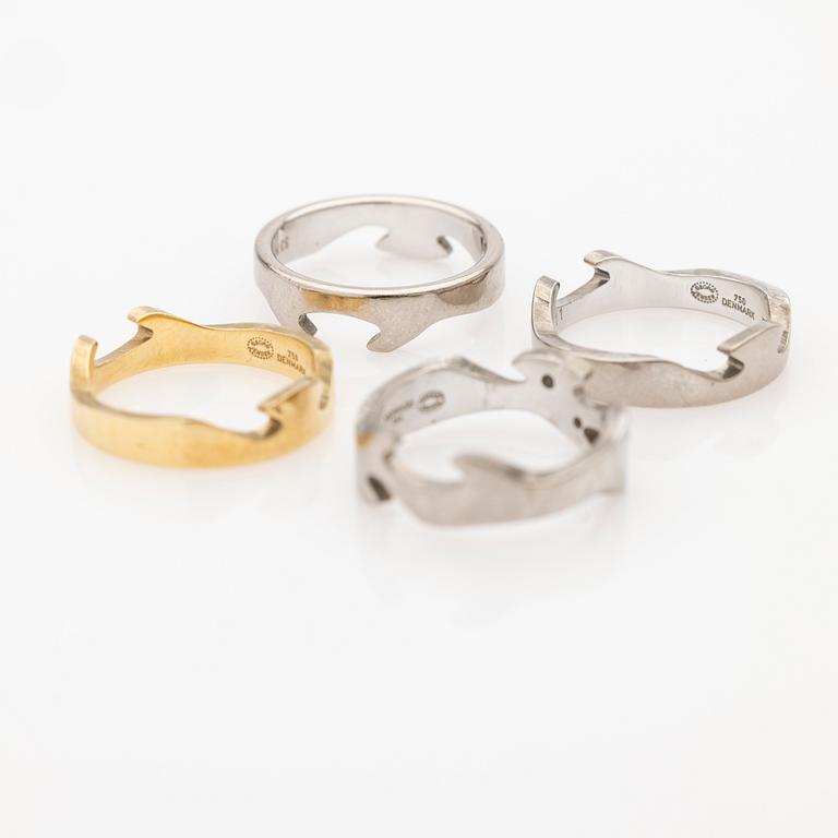 Georg Jensen, Ring, "Fusion", 3 +1 parts, 18K gold and white gold, set with brilliant-cut diamonds.