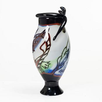 Ulrica Hydman-Vallien, a unique graal glass vase, Kosta Boda.