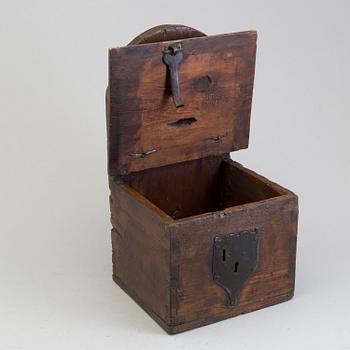 A WOODEN OFFERING BOX, probably 17th century.