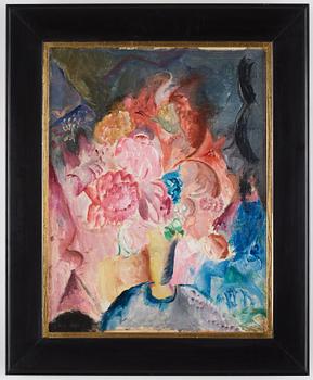 Jules Schyl, Flowers in yellow vase.