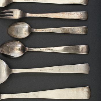 79 pieces silver cutlery from Jacob Ängman, "Rosenholm", late 20th century.