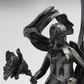 Vaser, 2 st, försilvrad metall, art nouveau, WMF, 1900-talets början.