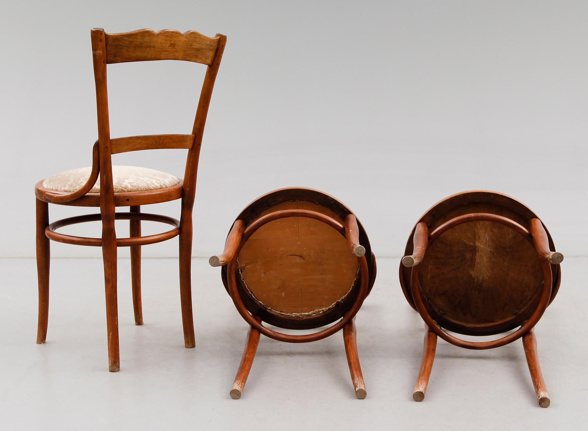 STOLAR, 3 st, Thonetmodell, J & J Kohn, 1900-talets början.