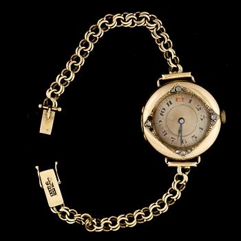 ARMBANDSUR, dam, och länk 18k guld. Totalvikt 24g.