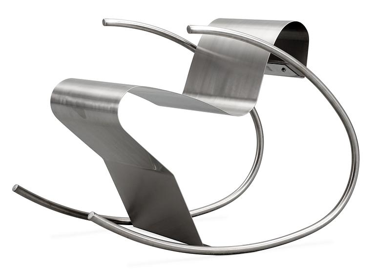 A Sigurdúr Gustafsson 'Rock´n roll' stainless steel rocking chair by Källemo AB, Sweden.