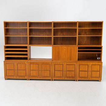 Carl Malmsten, a walnut veneer bookshelf in 4 parts, 1962.