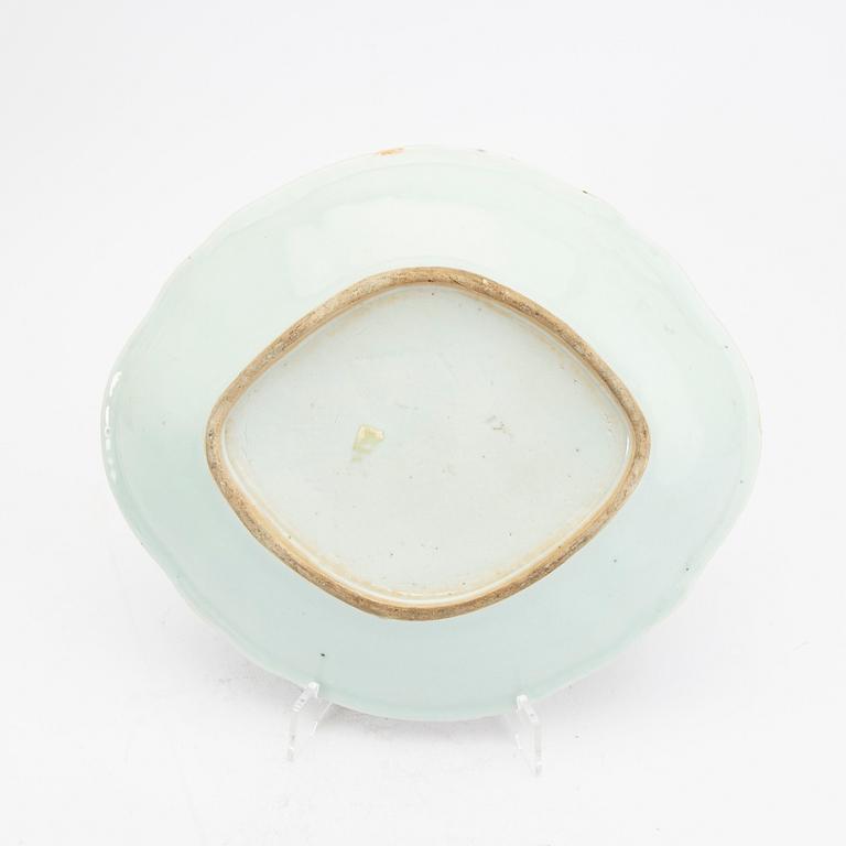 Bålskål samt fat 3 st Kina  Kanton sent 1800-tal porslin.