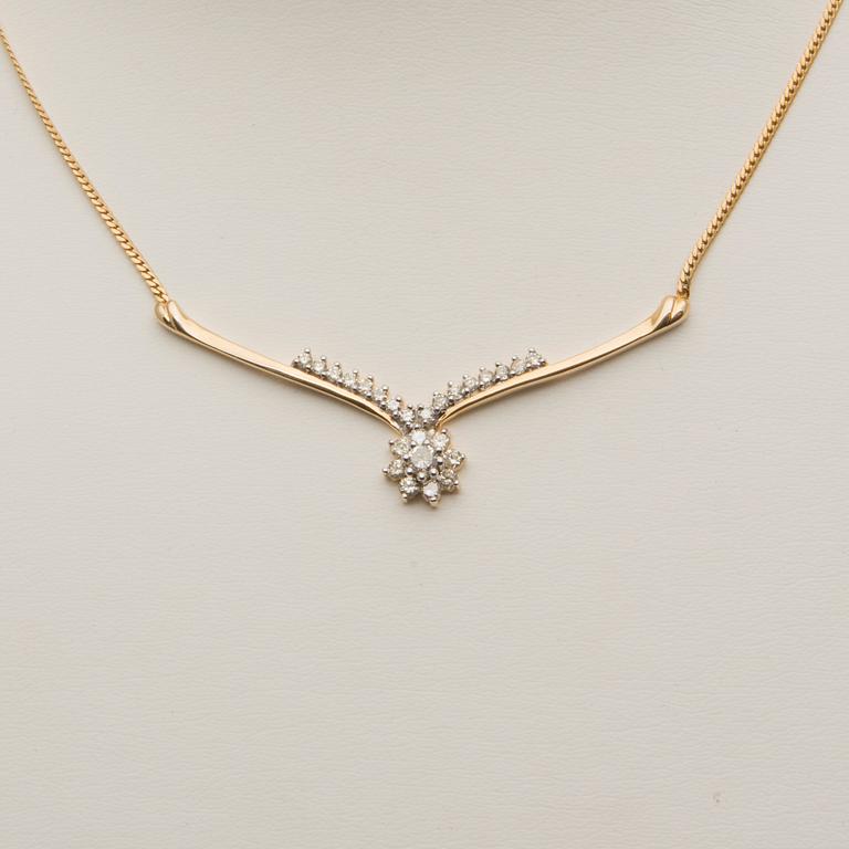 HALSSMYCKE, briljantslipade diamanter, 14K guld.