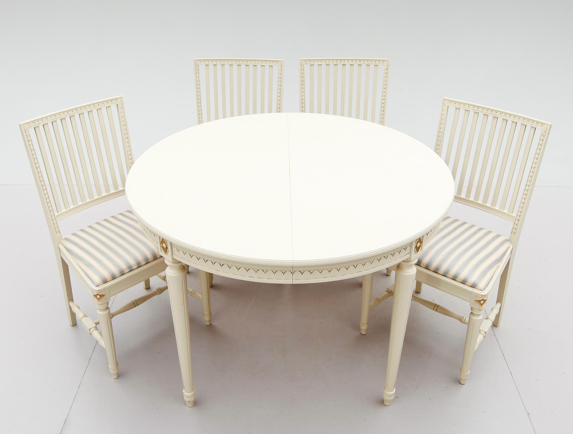 MATSALSMÖBEL, 5 delar, gustaviansk stil, 1900-talets mitt.