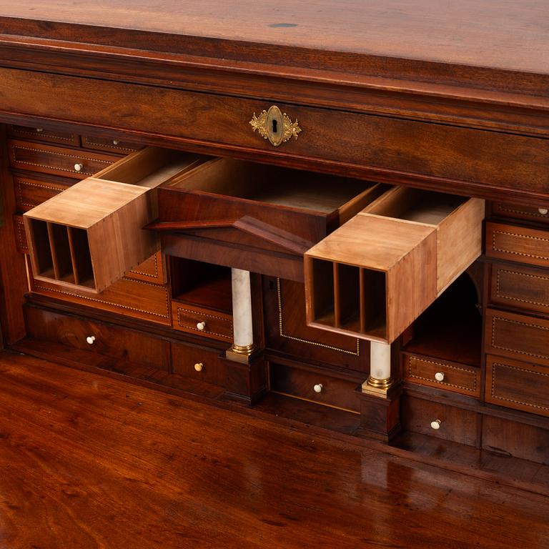 A mahogany Empire secretaire by A. Lindgren (master 1811-1829).