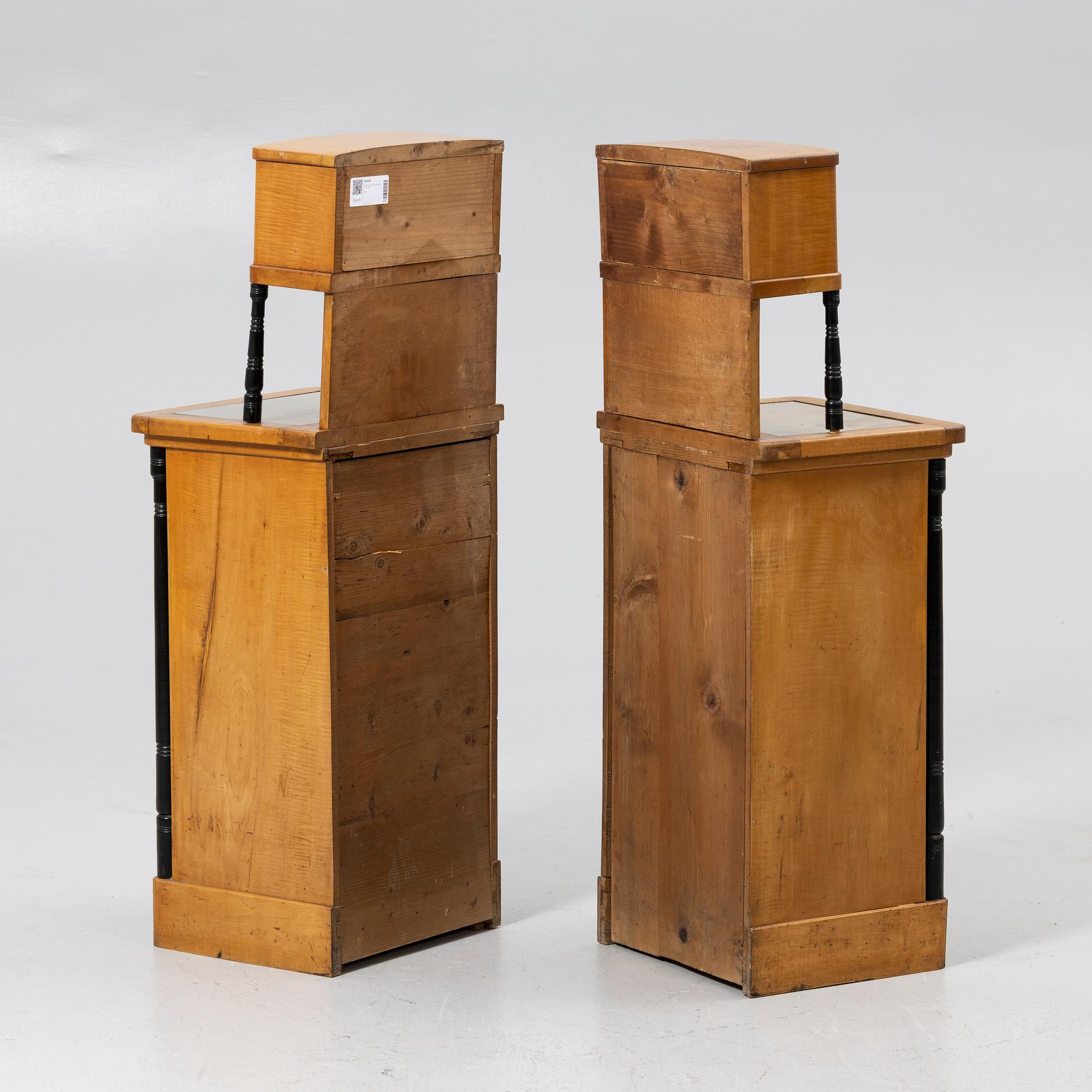 Bedside tables, a pair, first half of the 20th century.