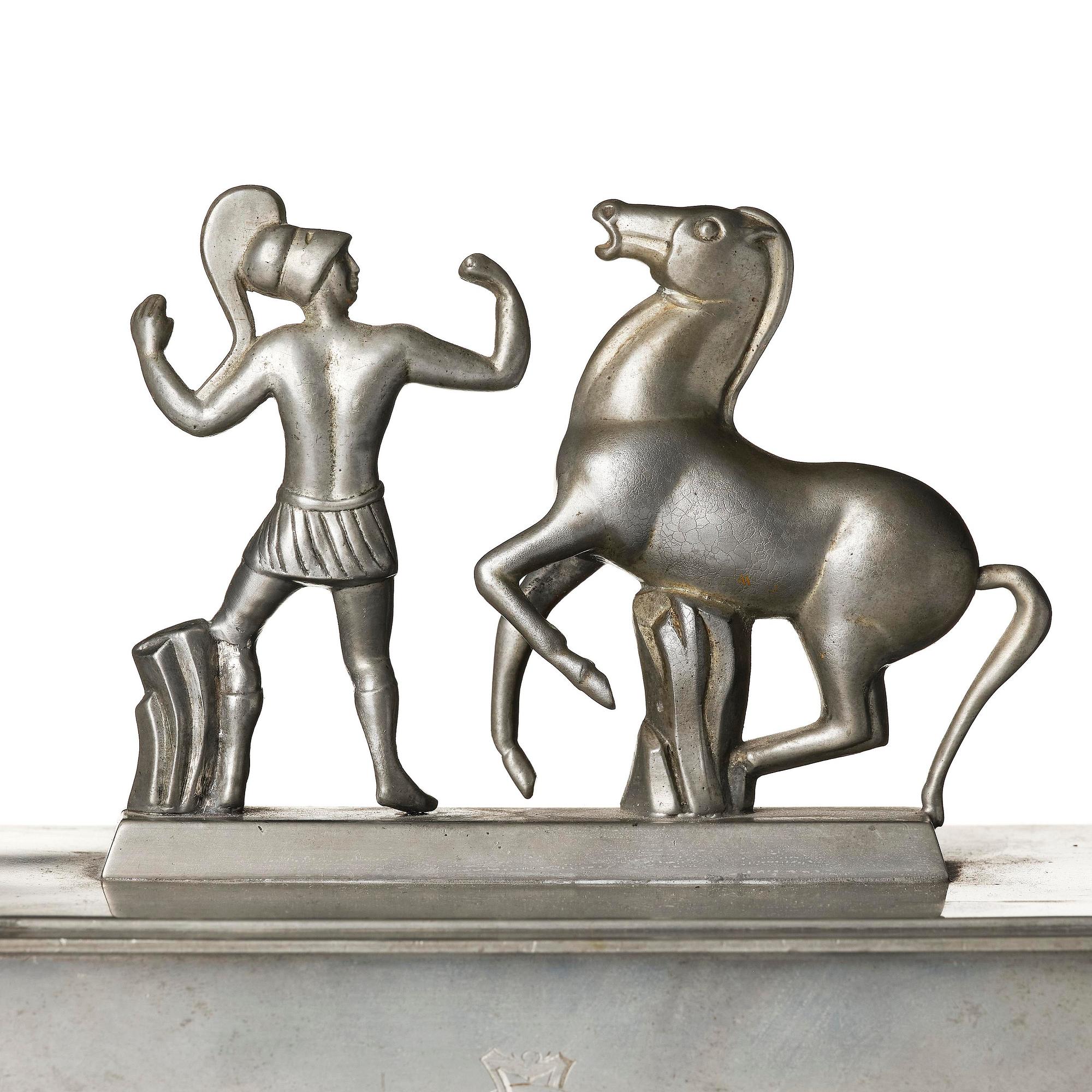 Oscar Antonsson, a "Hästbetvingaren" (Tamer of Horses) pewter box, Ystad-Metall, Sweden, 1932.