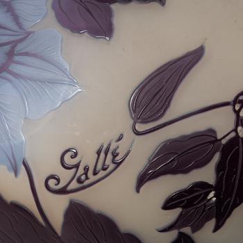 Emile Gallé, bordslampa, överfångsglas, Étabilssements Gallé, Nancy Frankrike 1920-tal.