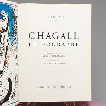 MARC CHAGALL, böcker, 4 st, "Chagall Lithograph I,II,III, IV", 1960-1974.