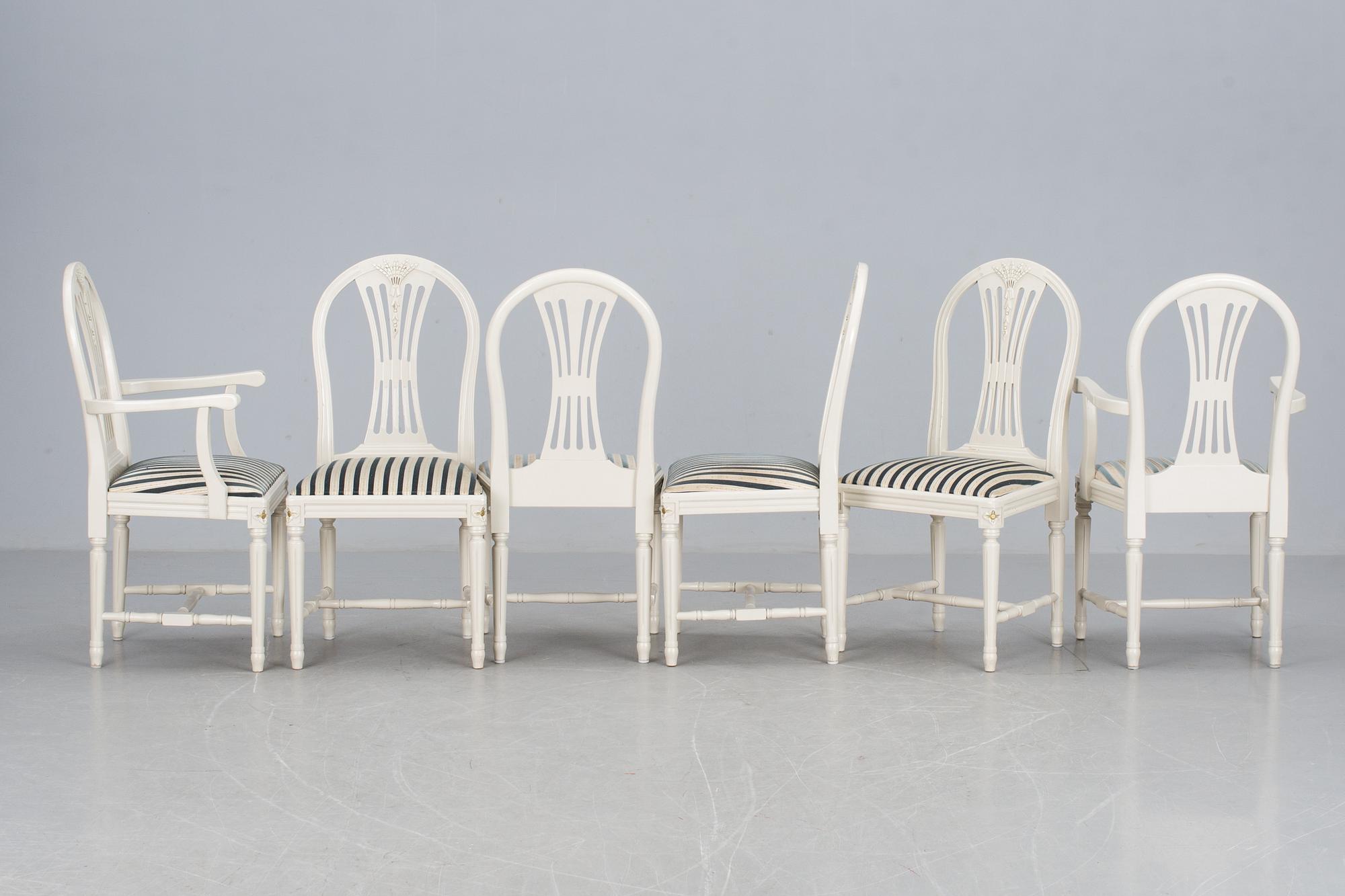 MATSALSGRUPP, 8 delar, gustaviansk stil, 1900-tal.