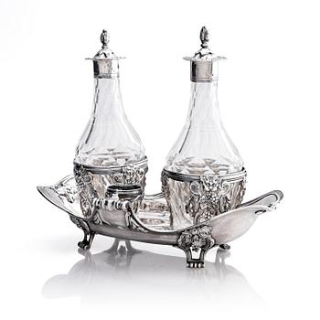 361. A French 18th century silver cruet-set, marks of Joseph Bouillerot, Paris 1775.